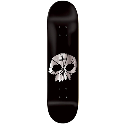 ZERO SHATTERED SKULL 2 DYED VENEERS BLACK/SILVER FOIL 8.25 DECK BLACK/SILVER 8.25