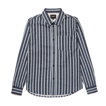 HUF FUCK IT STRIPE L/S SHIRT NAVY BLAZER M