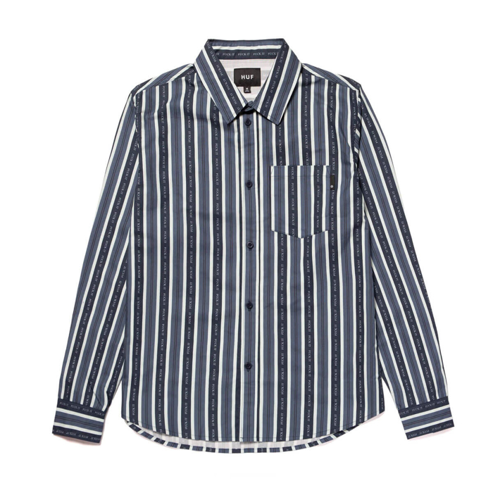 HUF FUCK IT STRIPE L/S SHIRT NAVY BLAZER M