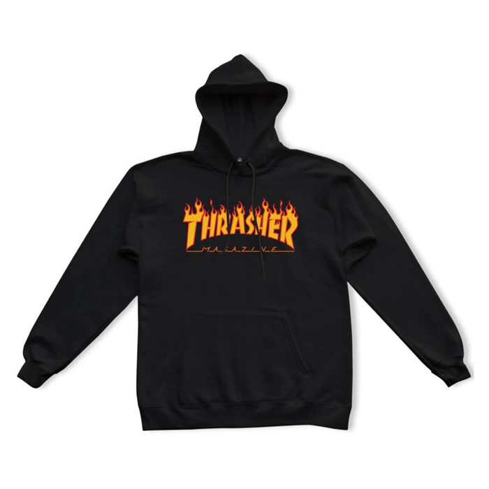 THRASHER MAGAZINE FLAME HOOD BLACK S