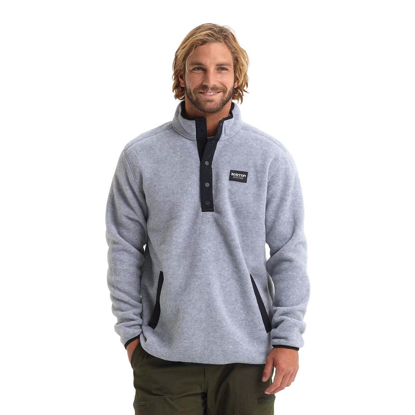 BURTON HEARTH FLC PLVR ZIP HOODIE GRAY HEATHER M