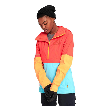 BURTON AK GORE 2L KIMMY ANORAK W FIESTA RED/BLUE CURACAO /CLOWNFISH ORANGE M