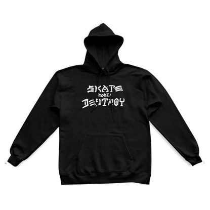 THRASHER MAGAZINE SKATE AND DESTROY PULLOVER HOODIE BLACK M