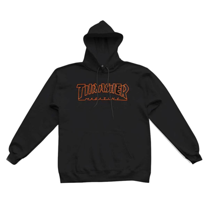 THRASHER MAGAZINE OUTLINED PULLOVER HOODIE BLACK/ORANGE XL