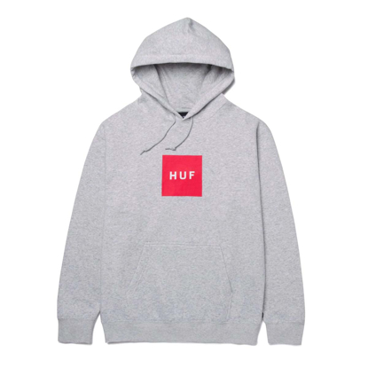 HUF ESSENTIALS BOX LOGO PULLOVER HOODIE ATHLETIC HEATHER S