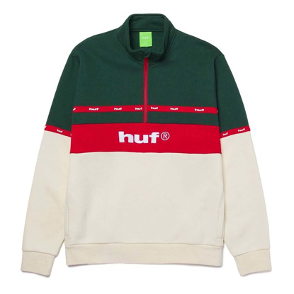 HUF TAPED 1/4 ZIP FLEECE PULLOVER OFF WHITE M