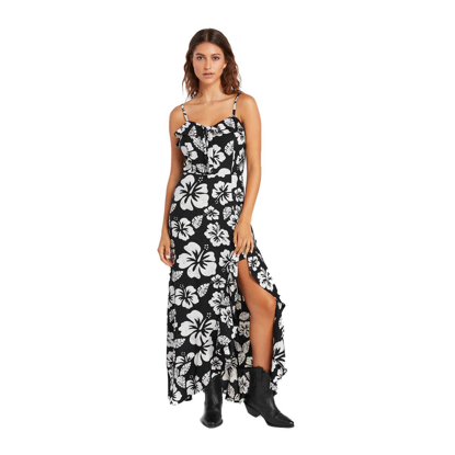 VOLCOM COCO HO MAXI DRESS BLACK WHITE XS