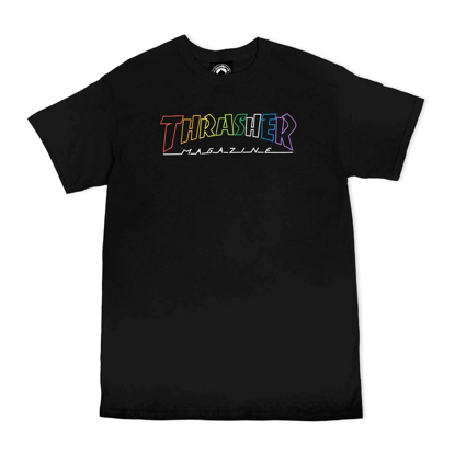 THRASHER MAGAZINE OUTLINED RAINBOW MAG T-SHIRT BLACK S