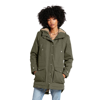 VOLCOM WALK ON BY 5K PARKA W ARMY GREEN COMBO S