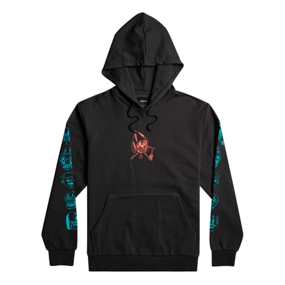 RVCA DMOTE GANG PULLOVER HOODIE PIRATE BLACK L