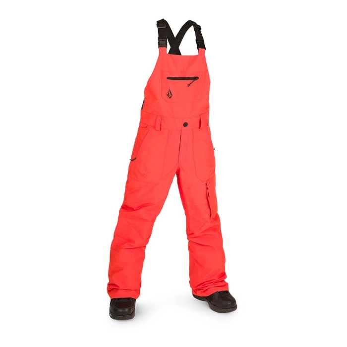VOLCOM BARKLEY INSULATED KID BIB OVERALL PANTS ORANGE SHOCK L