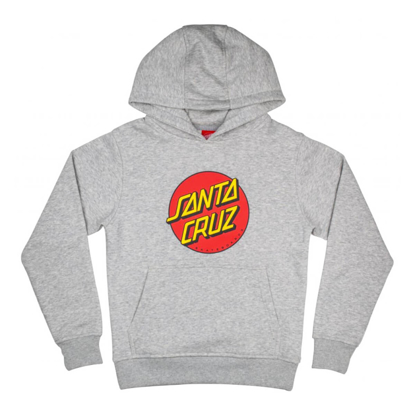 SANTA CRUZ YOUTH CLASSIC DOT PULLOVER HOODIE HEATHER GREY 8-10