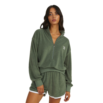 RVCA GRAND SLAM JUMPER ZIP HOODIE TREE GREEN S/8
