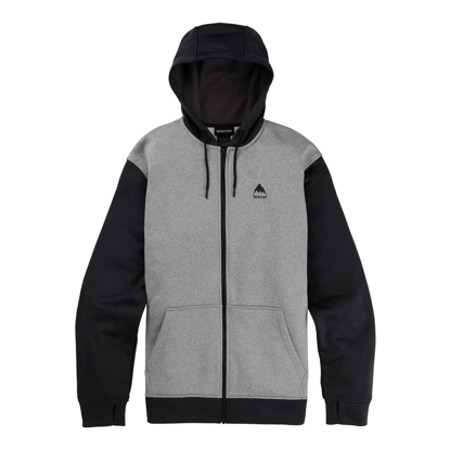 BURTON MEN'S BURTON OAK FULL-ZIP HOODIE GRAY HEATHER/TRUE BLACK L