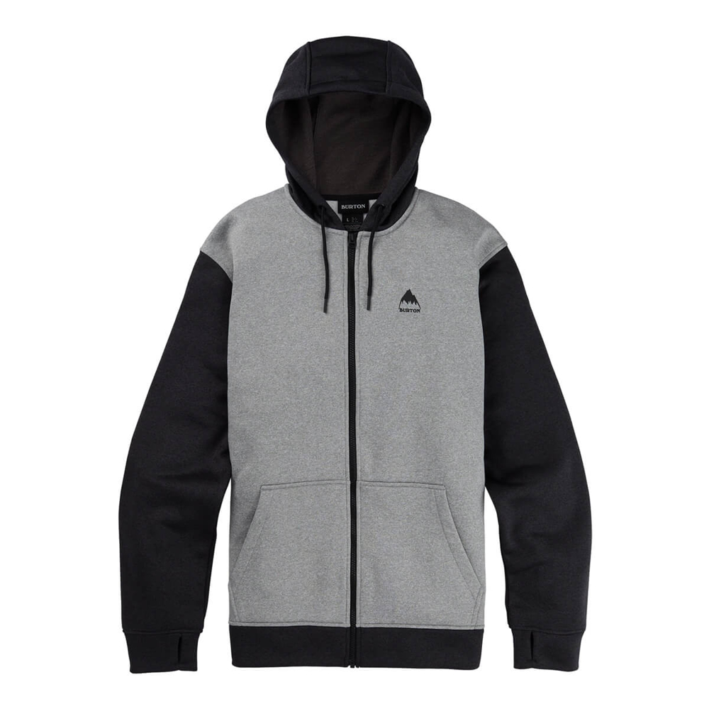 BURTON MEN'S BURTON OAK FULL-ZIP HOODIE GRAY HEATHER/TRUE BLACK M