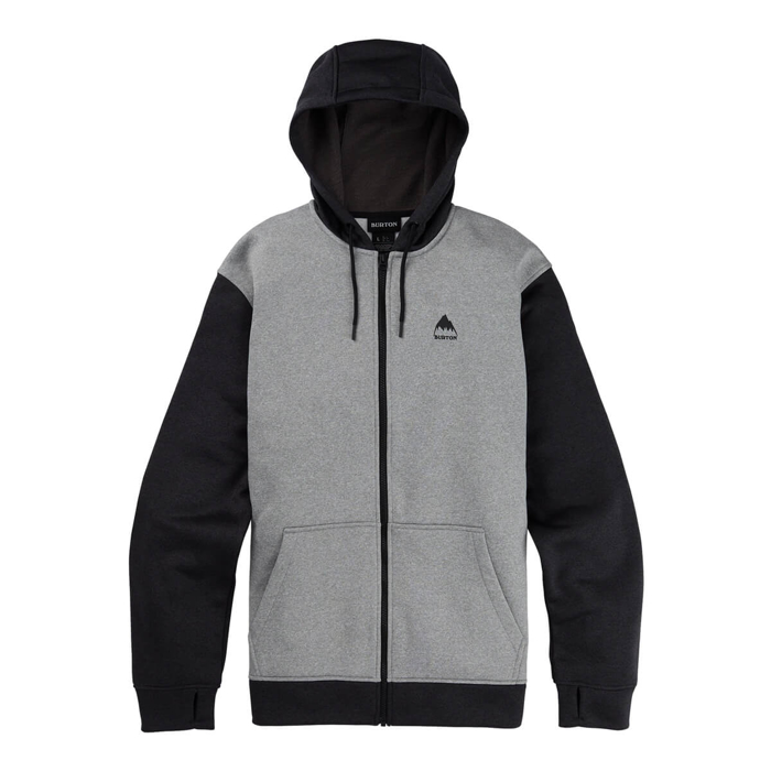 BURTON MEN'S BURTON OAK FULL-ZIP HOODIE GRAY HEATHER/TRUE BLACK M