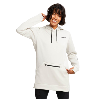 BURTON WOMEN'S OAK LONG PULLOVER HOODIE STOUT WHITE HEATHER M