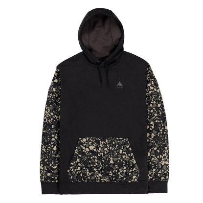 BURTON MEN'S OAK PULLOVER HOODIE TRUE BLACK HEATHER/SEDIMENT S