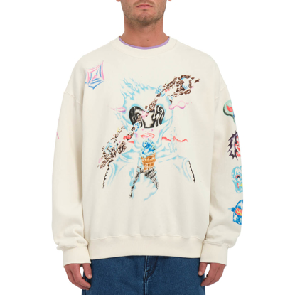 VOLCOM FA SAM RYSER CREW PULLOVER OFF WHITE S