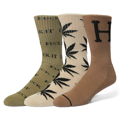 HUF HUF VARIETY 3PK SOCK CREAM/OLIVE/BROWN UNI