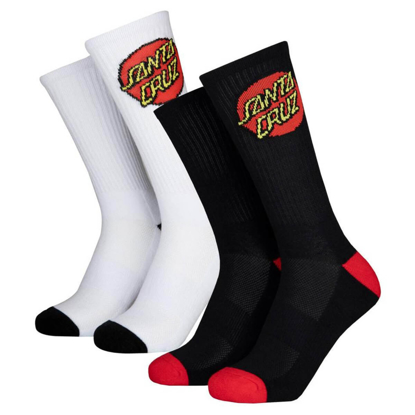 SANTA CRUZ YOUTH CLASSIC DOT SOCK(2 PACK) WHITE & BLACK UNI