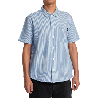 RVCA DAYSHIFT STRIPE II T-SHIRT CHAMBRAY L