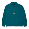HUF BIG BLOCK 1/4 ZIP FRENCH TERRY SEA GREEN L