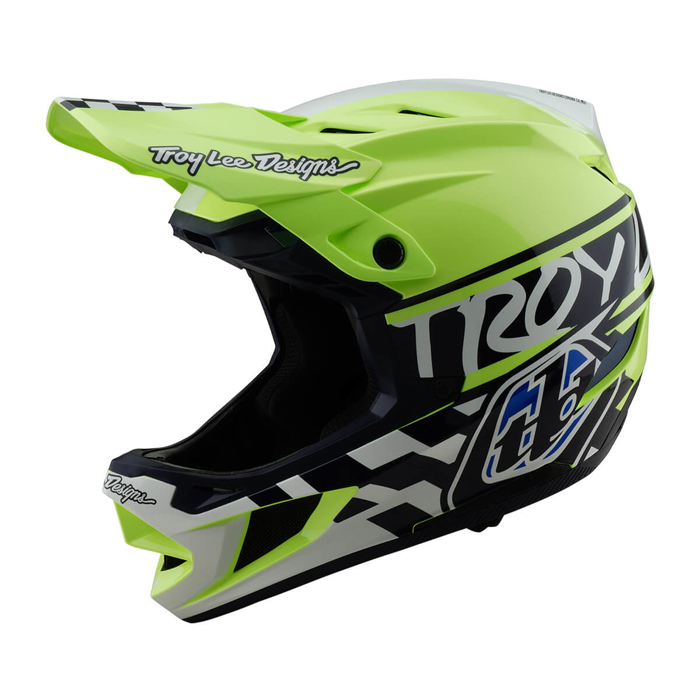 TROY LEE DESIGNS D4 POLYACRYLITE HELMET FIFTY-50 NAVY / GLO YELLOW M