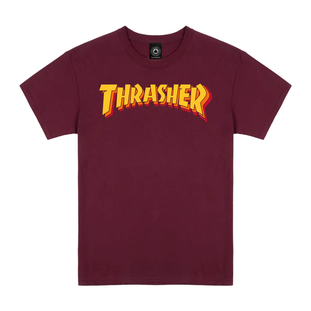 THRASHER MAGAZINE STACKED T-SHIRT MAROON M