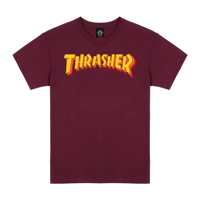 THRASHER MAGAZINE STACKED T-SHIRT MAROON M