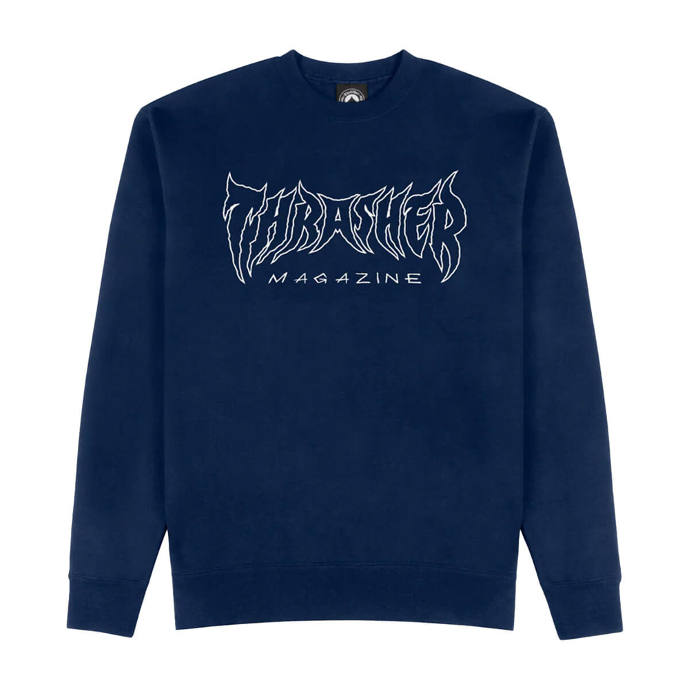 THRASHER MAGAZINE METAL CREWNECK PULLOVER NAVY L