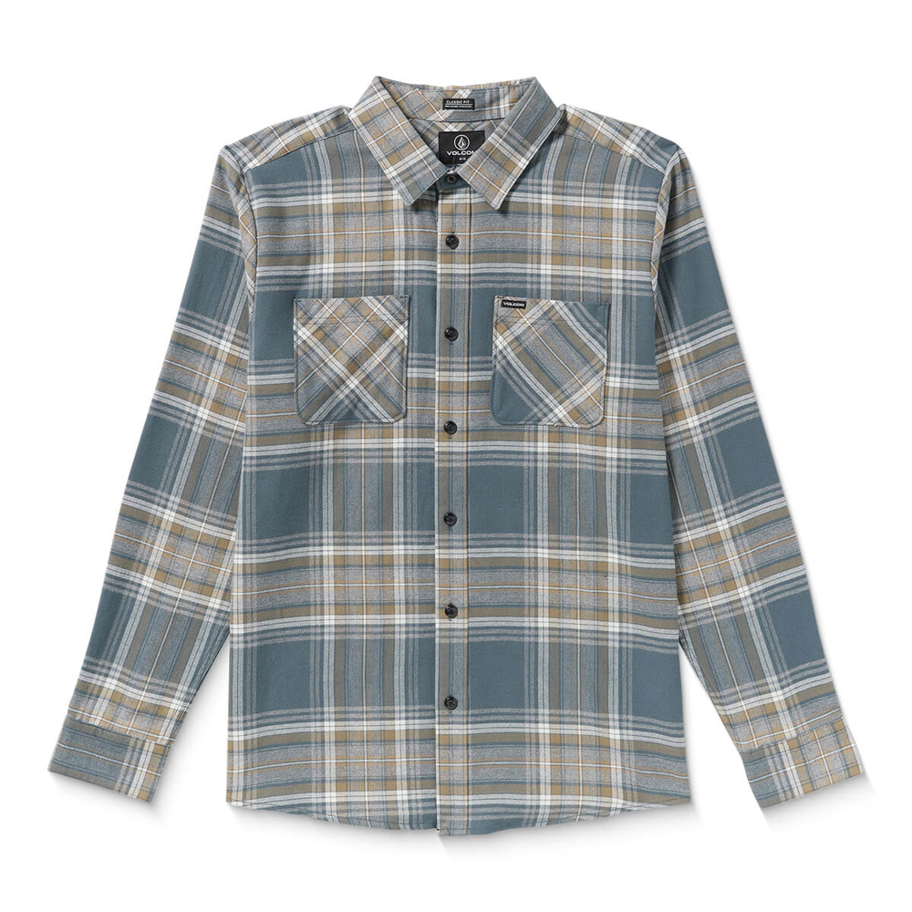 VOLCOM NETASTONE FLANNEL LONG-SLEEVE SHIRT DARK SLATE L