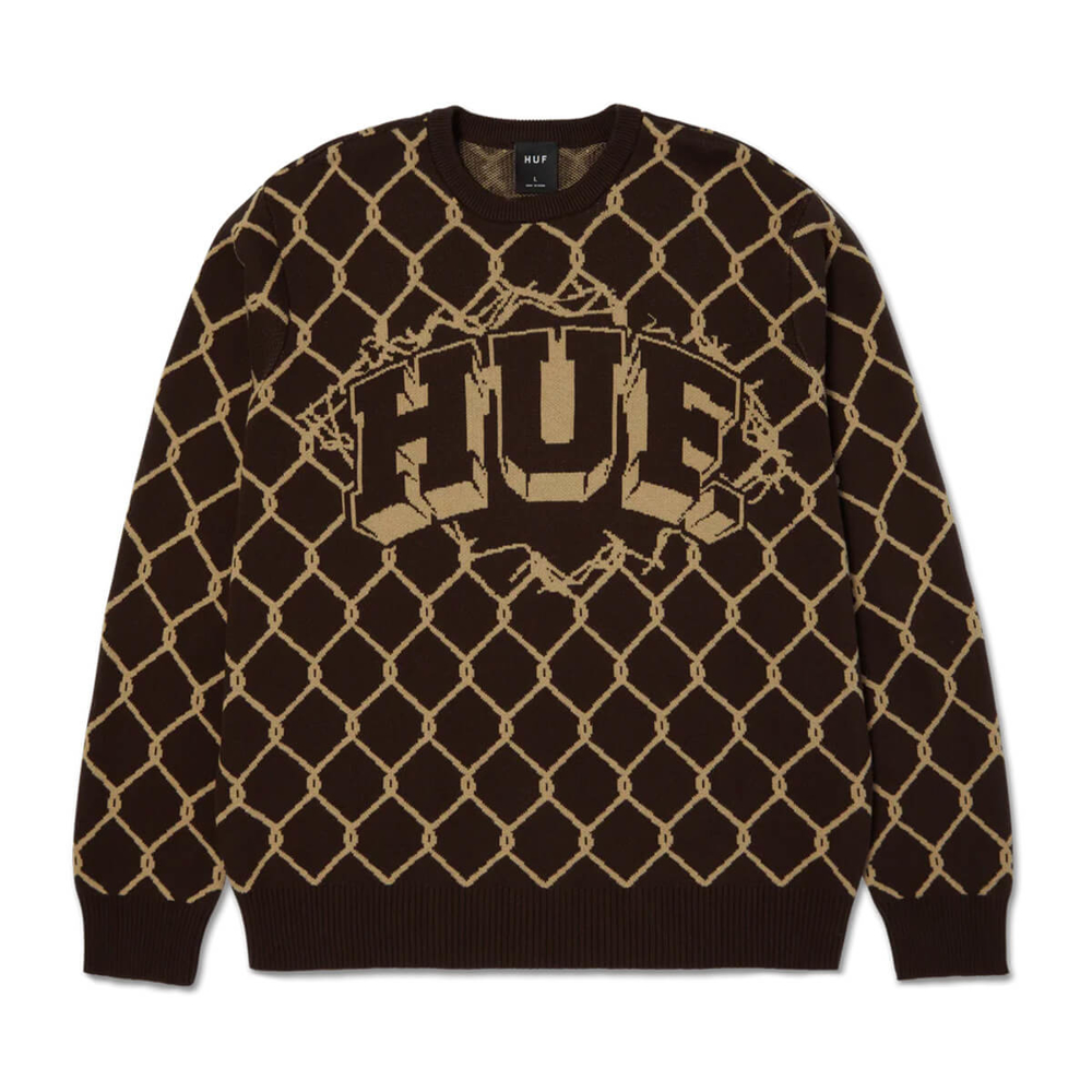 HUF BREAKTHROUGH CREWNECK SWEATER BISON S
