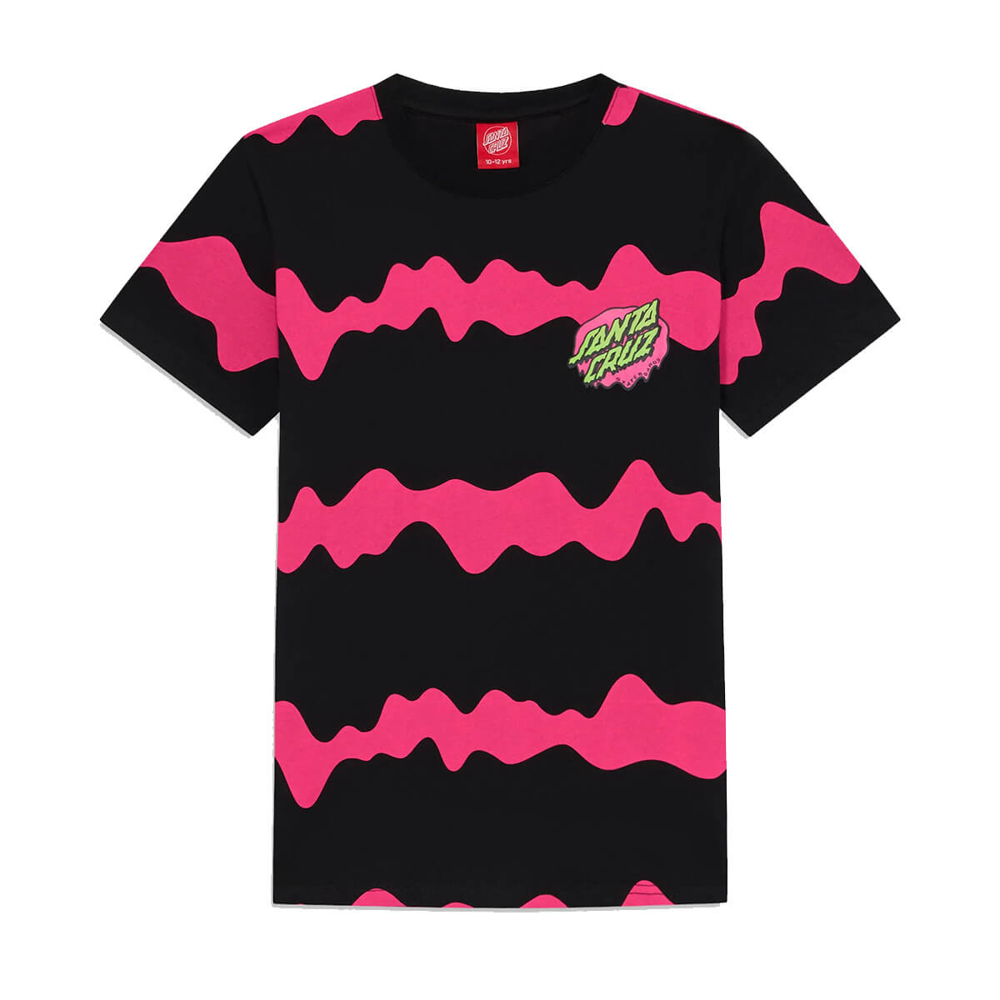 SANTA CRUZ YOUTH SLIME STRIPE T-SHIRT BLACK SLIME STRIPE  6-8
