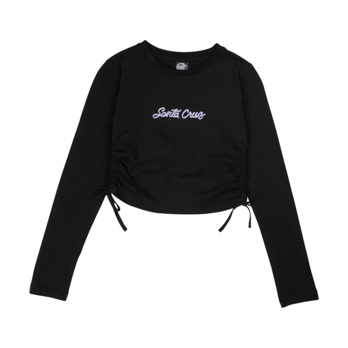 SANTA CRUZ LOVE SCRIPT STRIP TIE LS TOP BLACK 10