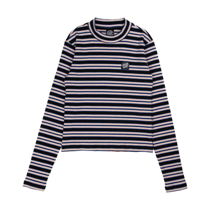 SANTA CRUZ OPUS DOT MOCK NECK LS TOP MULTI STRIPE 8
