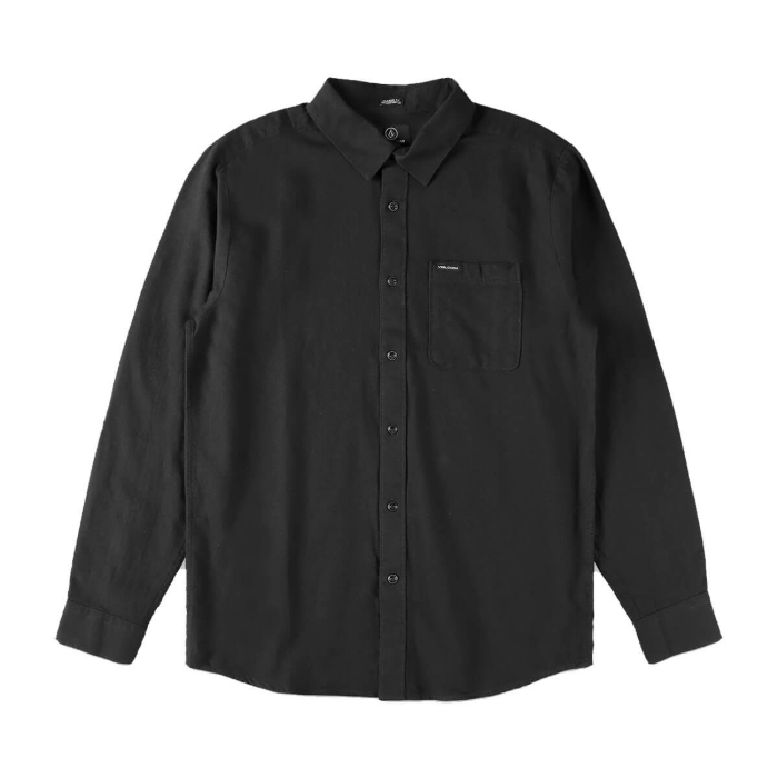VOLCOM CADEN SOLID LONG-SLEEVE SHIRT ANTIQUE BLACK L