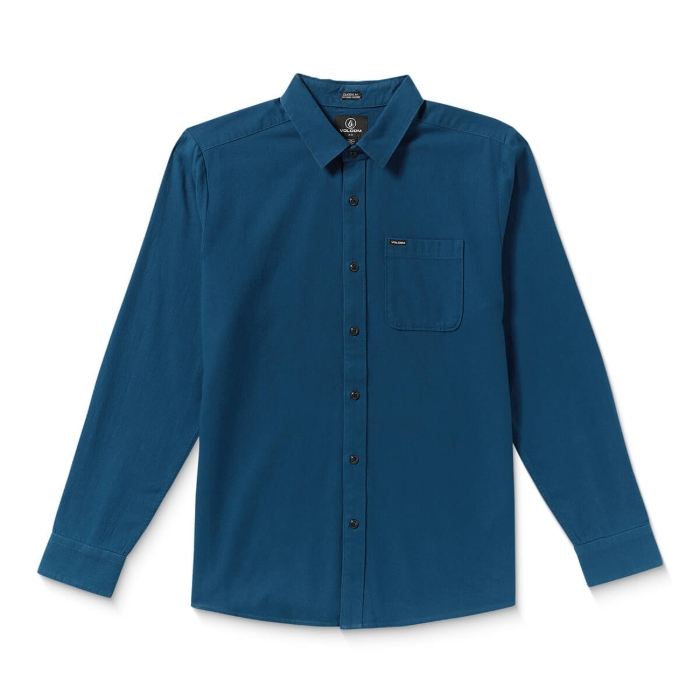 VOLCOM CADEN SOLID LONG-SLEEVE SHIRT COSMIC BLUE L