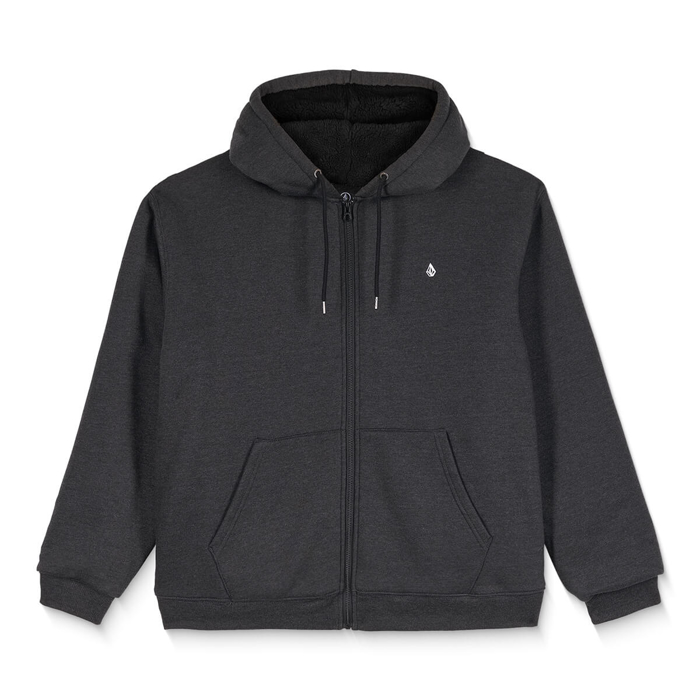 VOLCOM SINGLE STONE LINED ZIP HEATHER BLACK M