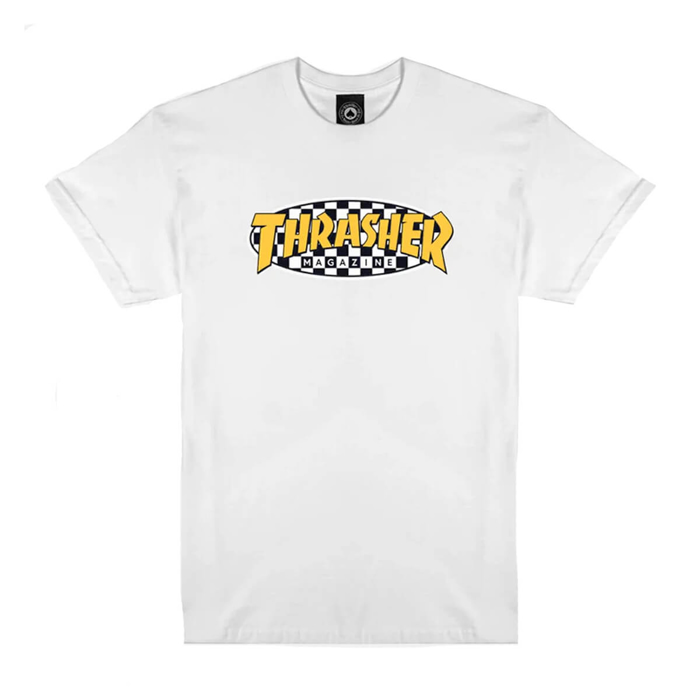 THRASHER MAGAZINE CHECKERED OVAL T-SHIRT WHITE M