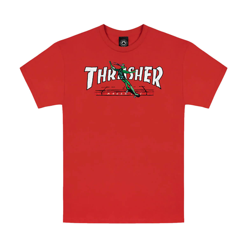 THRASHER MAGAZINE RED CURB BY LSD WORLDPEACE T-SHIRT RED M