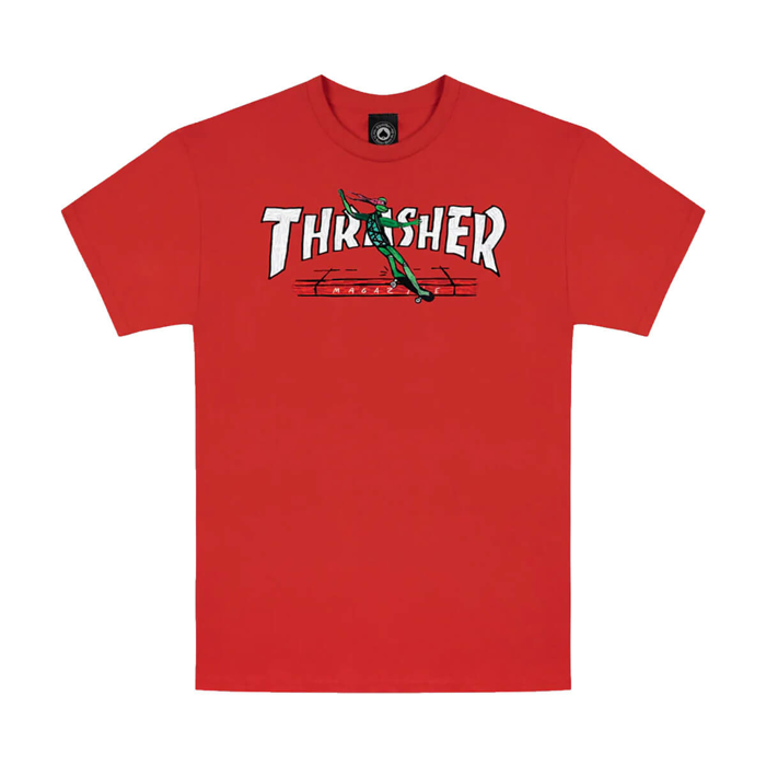 THRASHER MAGAZINE RED CURB BY LSD WORLDPEACE T-SHIRT RED M