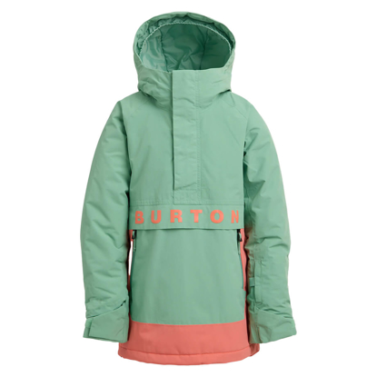 BURTON KIDS' FROSTNER 2L ANORAK JACKET SOFT SAGE/PEACH ECHO XS