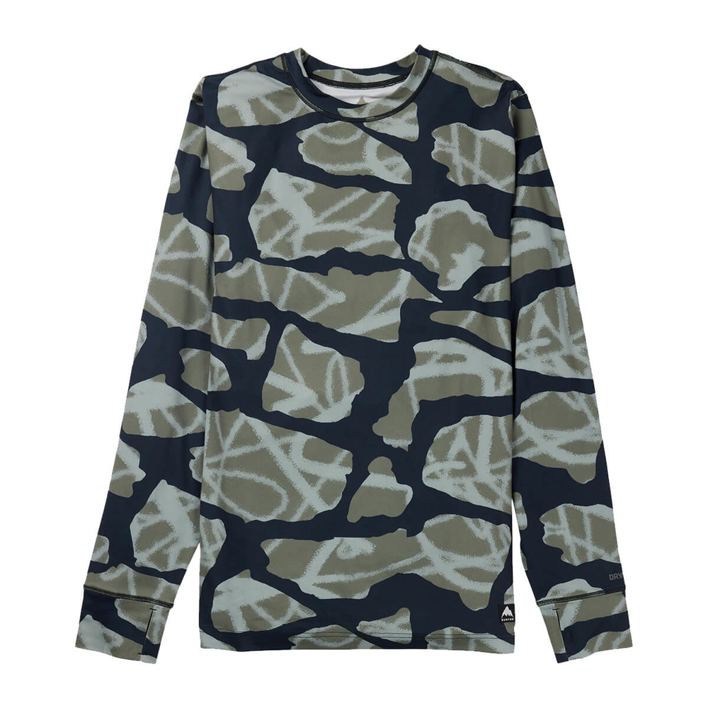 BURTON MEN'S MIDWEIGHT BASE LAYER CREWNECK GRAFFITI CAMO XL