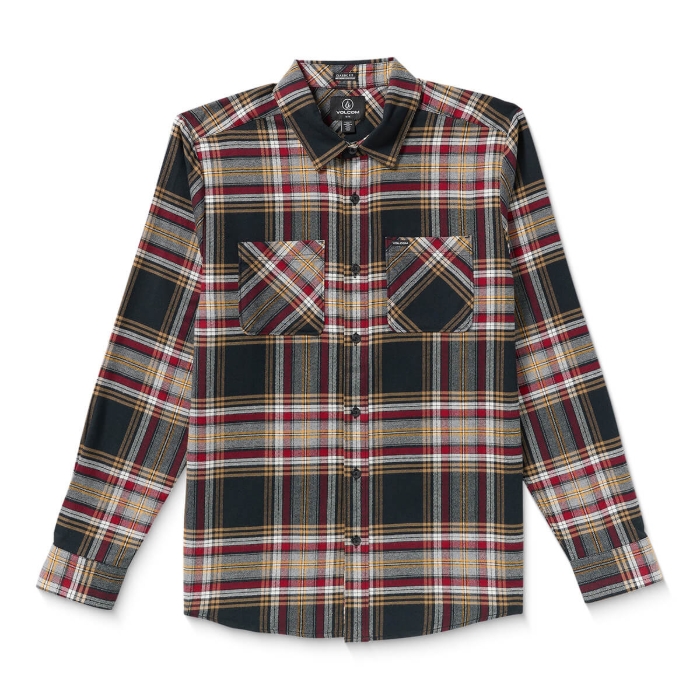 VOLCOM NETASTONE FLANNEL LONG-SLEEVE SHIRT ANTIQUE BLACK M