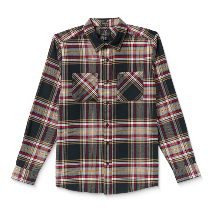 VOLCOM NETASTONE FLANNEL LONG-SLEEVE SHIRT ANTIQUE BLACK L