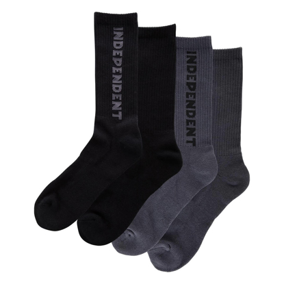 INDEPENDENT BASELINE CREW SOCKS 2PK BLACK/CHARCOAL 41-46