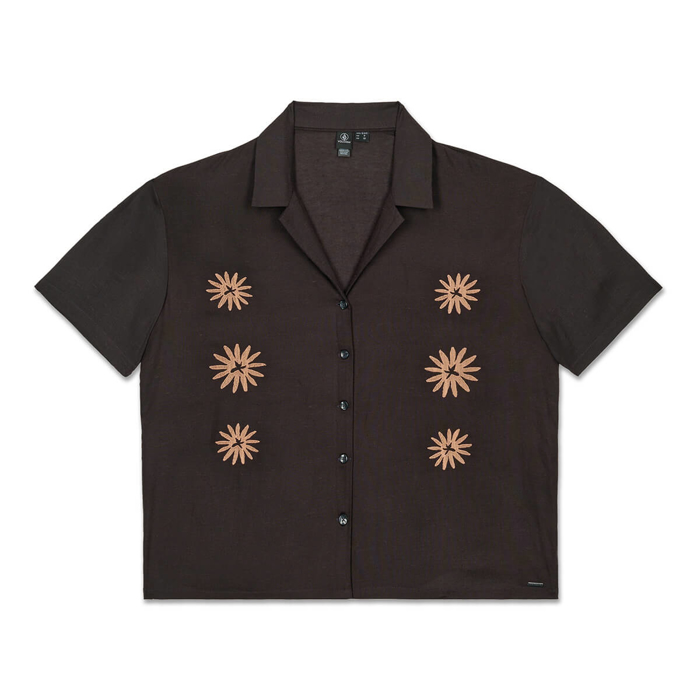 VOLCOM EMB MIDNITE RAMBLE TOP SHIRT VINTAGE BLACK M