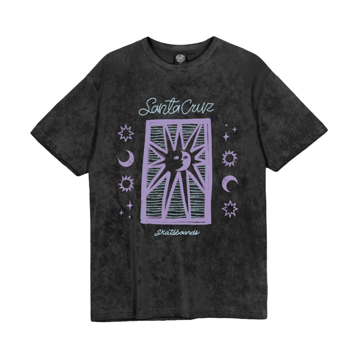 SANTA CRUZ SUN STAMP SCRIPT T-SHIRT CHARCOAL ACID WASH 12