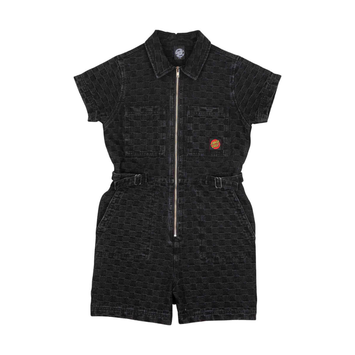 SANTA CRUZ LINE UP UTILITY PLAYSUIT BLACK WASH CHECK 6